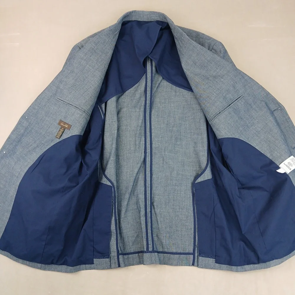 Tasso Elba‎ XL 46L Mens Blazer Sport Coat Chambray Unstructured Blue 23x32